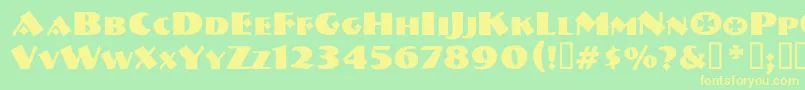 フォントVtnervouzreichboots – 黄色の文字が緑の背景にあります