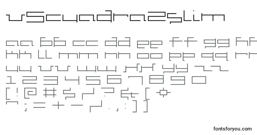 Schriftart V5Cuadra2Slim – Alphabet, Zahlen, spezielle Symbole