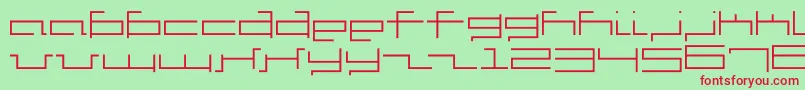 フォントV5Cuadra2Slim – 赤い文字の緑の背景