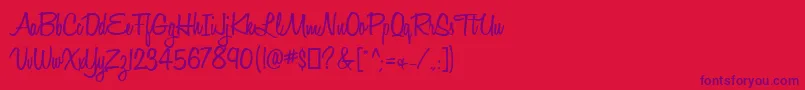 Czcionka Honeyscript Semibold – fioletowe czcionki na czerwonym tle