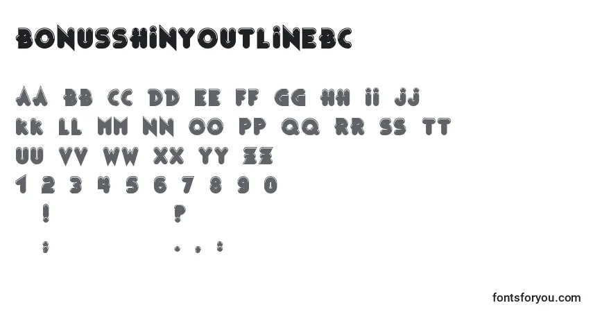 A fonte BonusShinyOutlineBc – alfabeto, números, caracteres especiais