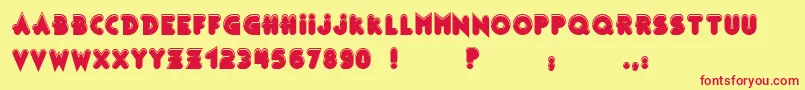 BonusShinyOutlineBc Font – Red Fonts on Yellow Background