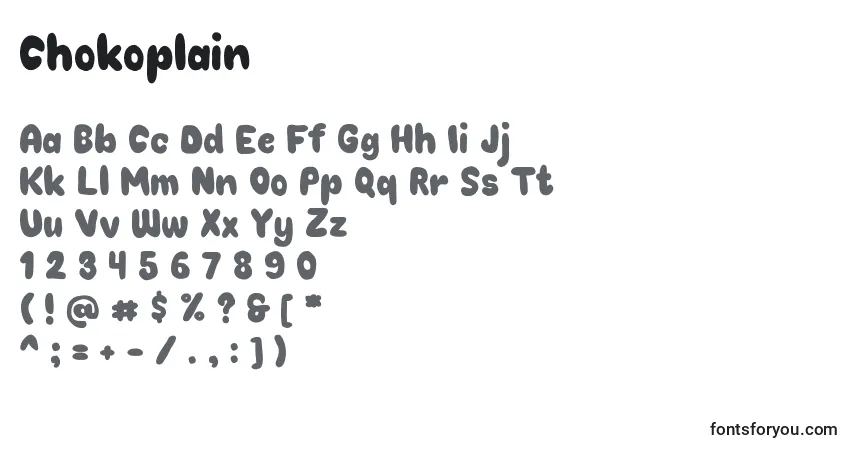 Chokoplain-fontti – aakkoset, numerot, erikoismerkit