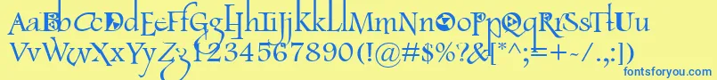 LancasterFootlight Font – Blue Fonts on Yellow Background