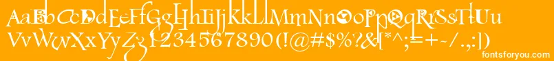 LancasterFootlight-Schriftart – Weiße Schriften auf orangefarbenem Hintergrund