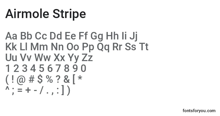 Шрифт Airmole Stripe – алфавит, цифры, специальные символы