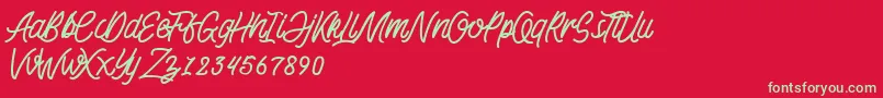 KadisokaMonolineDemo Font – Green Fonts on Red Background