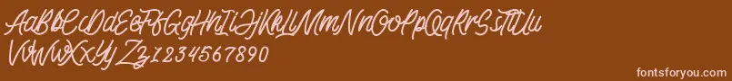 KadisokaMonolineDemo Font – Pink Fonts on Brown Background