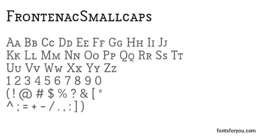Czcionka FrontenacSmallcaps – alfabet, cyfry, specjalne znaki