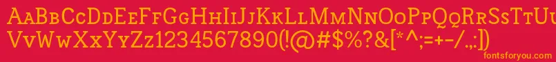 フォントFrontenacSmallcaps – 赤い背景にオレンジの文字