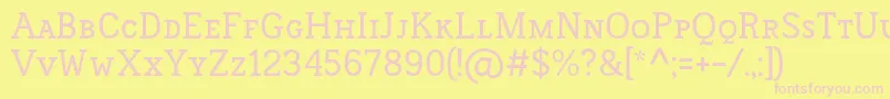 FrontenacSmallcaps-fontti – vaaleanpunaiset fontit keltaisella taustalla