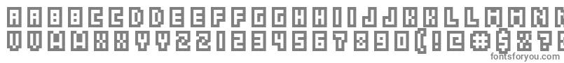 フォントAcme5CompressedCapsOutlineXtnd – 白い背景に灰色の文字