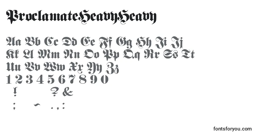 Czcionka ProclamateHeavyHeavy – alfabet, cyfry, specjalne znaki