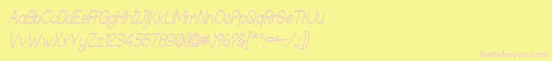 TechnicallyInsaneNarrowitalic Font – Pink Fonts on Yellow Background