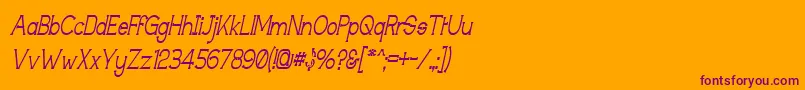 TechnicallyInsaneNarrowitalic Font – Purple Fonts on Orange Background