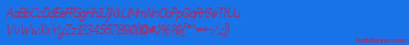 TechnicallyInsaneNarrowitalic Font – Red Fonts on Blue Background