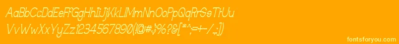 TechnicallyInsaneNarrowitalic Font – Yellow Fonts on Orange Background