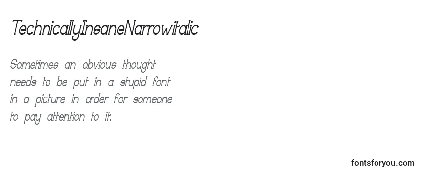 Review of the TechnicallyInsaneNarrowitalic Font