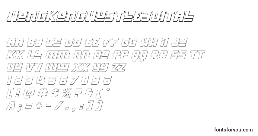 Шрифт Hongkonghustle3Dital – алфавит, цифры, специальные символы