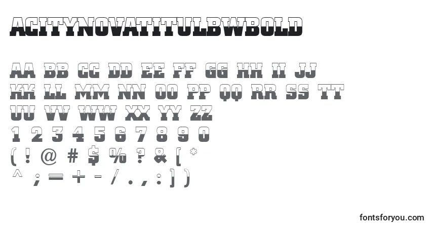 Шрифт ACitynovatitulbwBold – алфавит, цифры, специальные символы