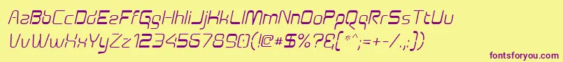 Czcionka Aunchanted Oblique – fioletowe czcionki na żółtym tle