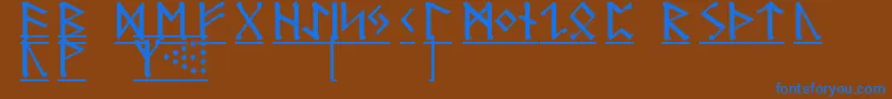 RuneG1-Schriftart – Blaue Schriften auf braunem Hintergrund