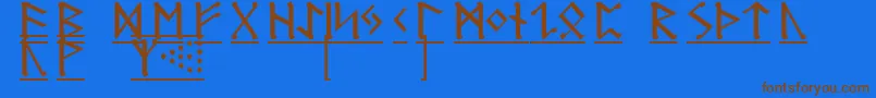 Weitere Informationen zur RuneG1-Schriftart RuneG1-Schriftart – Braune Schriften auf blauem Hintergrund