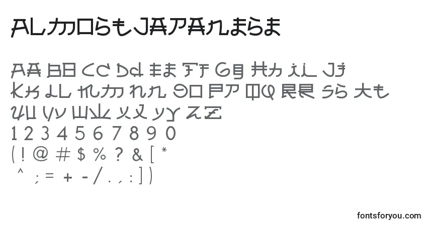 A fonte AlmostJapanese – alfabeto, números, caracteres especiais