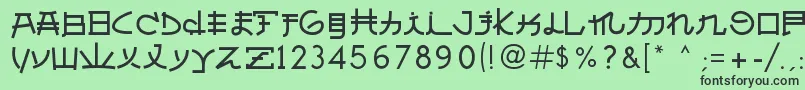 Czcionka AlmostJapanese – czarne czcionki na zielonym tle