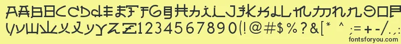 Czcionka AlmostJapanese – czarne czcionki na żółtym tle