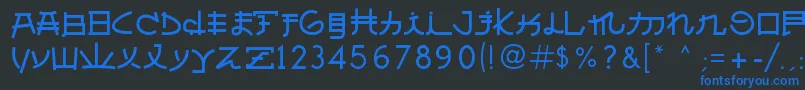 Czcionka AlmostJapanese – niebieskie czcionki na czarnym tle