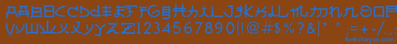 フォントAlmostJapanese – 茶色の背景に青い文字