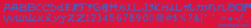 AlmostJapanese Font – Blue Fonts on Red Background