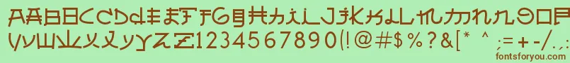 AlmostJapanese-fontti – ruskeat fontit vihreällä taustalla