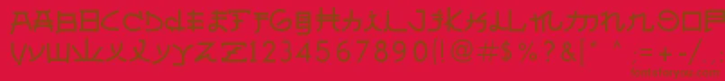 Fonte AlmostJapanese – fontes marrons em um fundo vermelho