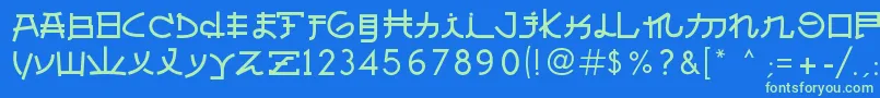 AlmostJapanese Font – Green Fonts on Blue Background