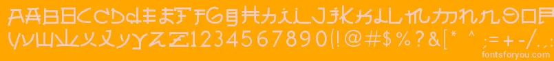 AlmostJapanese-fontti – vaaleanpunaiset fontit oranssilla taustalla