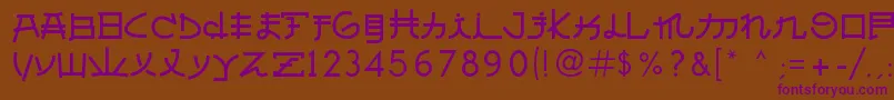 Czcionka AlmostJapanese – fioletowe czcionki na brązowym tle