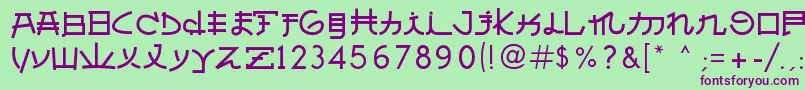 AlmostJapanese Font – Purple Fonts on Green Background