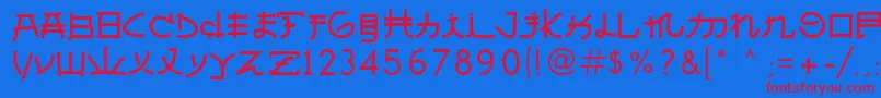 AlmostJapanese Font – Red Fonts on Blue Background
