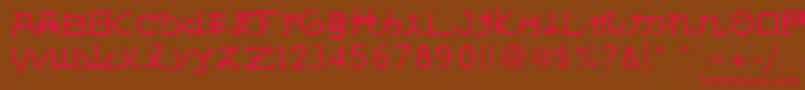 AlmostJapanese-fontti – punaiset fontit ruskealla taustalla