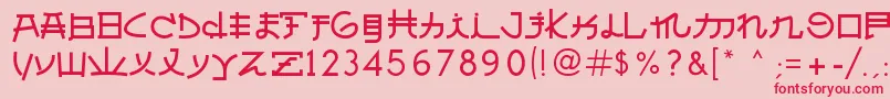 Czcionka AlmostJapanese – czerwone czcionki na różowym tle