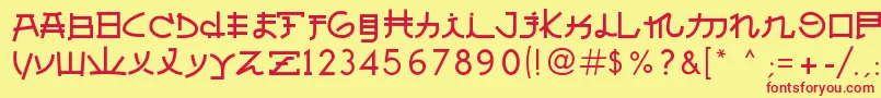 Czcionka AlmostJapanese – czerwone czcionki na żółtym tle