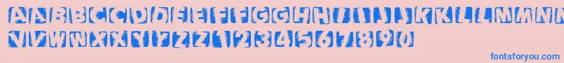 Woodcuttedcapsinvers Font – Blue Fonts on Pink Background