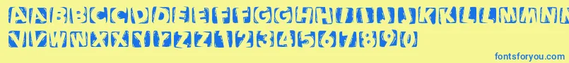 Woodcuttedcapsinvers Font – Blue Fonts on Yellow Background