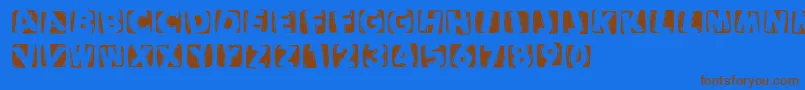 Weitere Informationen zur Woodcuttedcapsinvers-Schriftart Woodcuttedcapsinvers-Schriftart – Braune Schriften auf blauem Hintergrund