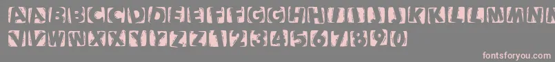 Woodcuttedcapsinvers Font – Pink Fonts on Gray Background