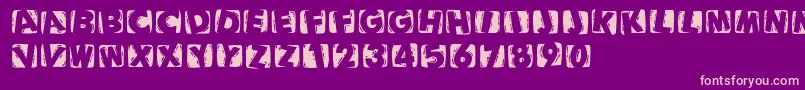 Woodcuttedcapsinvers-Schriftart – Rosa Schriften auf violettem Hintergrund