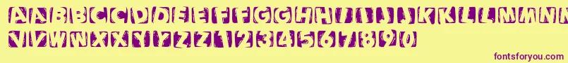 Woodcuttedcapsinvers Font – Purple Fonts on Yellow Background