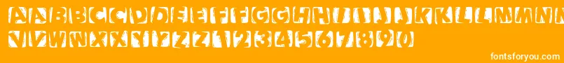 Woodcuttedcapsinvers Font – White Fonts on Orange Background